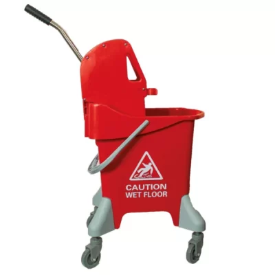A competitively priced colour coded mopping system complete with gear press wringer which is ideal for use when mopping small to medium size areas. Easy to manoeuvre in addition to featuring a large carrying handle. ‘Caution wet floor’ is printed on both sides of the bucket.